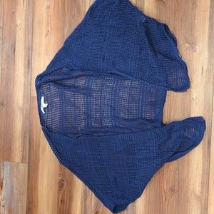 Blue knit sweater wrap